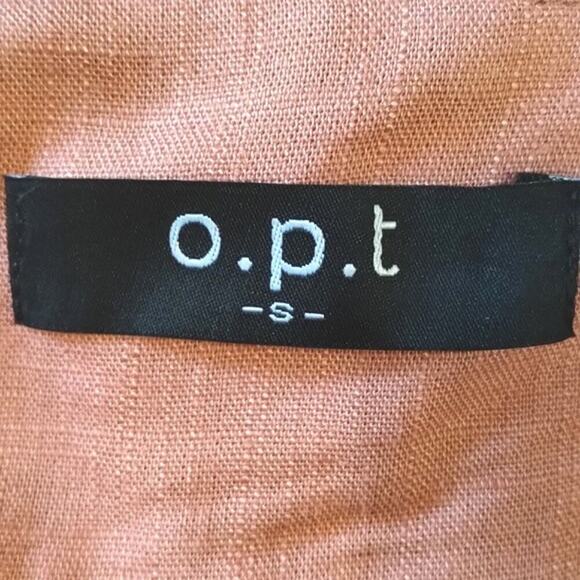 O.P.T. NEW Babydoll Aria Mocha Cotton LINEN Ruffled Sleeveless  Mini Dress S - Picture 5 of 16